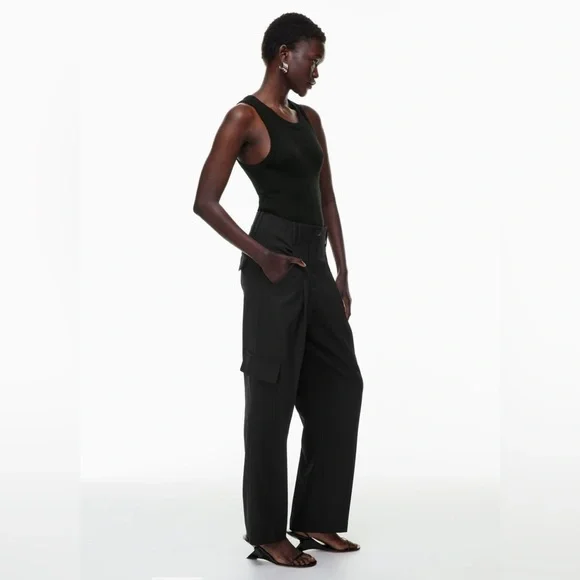 Aritzia Babaton Rojo Cargo Pant Black Size 6 Relaxed wool twill cargo pants - Picture 3 of 14